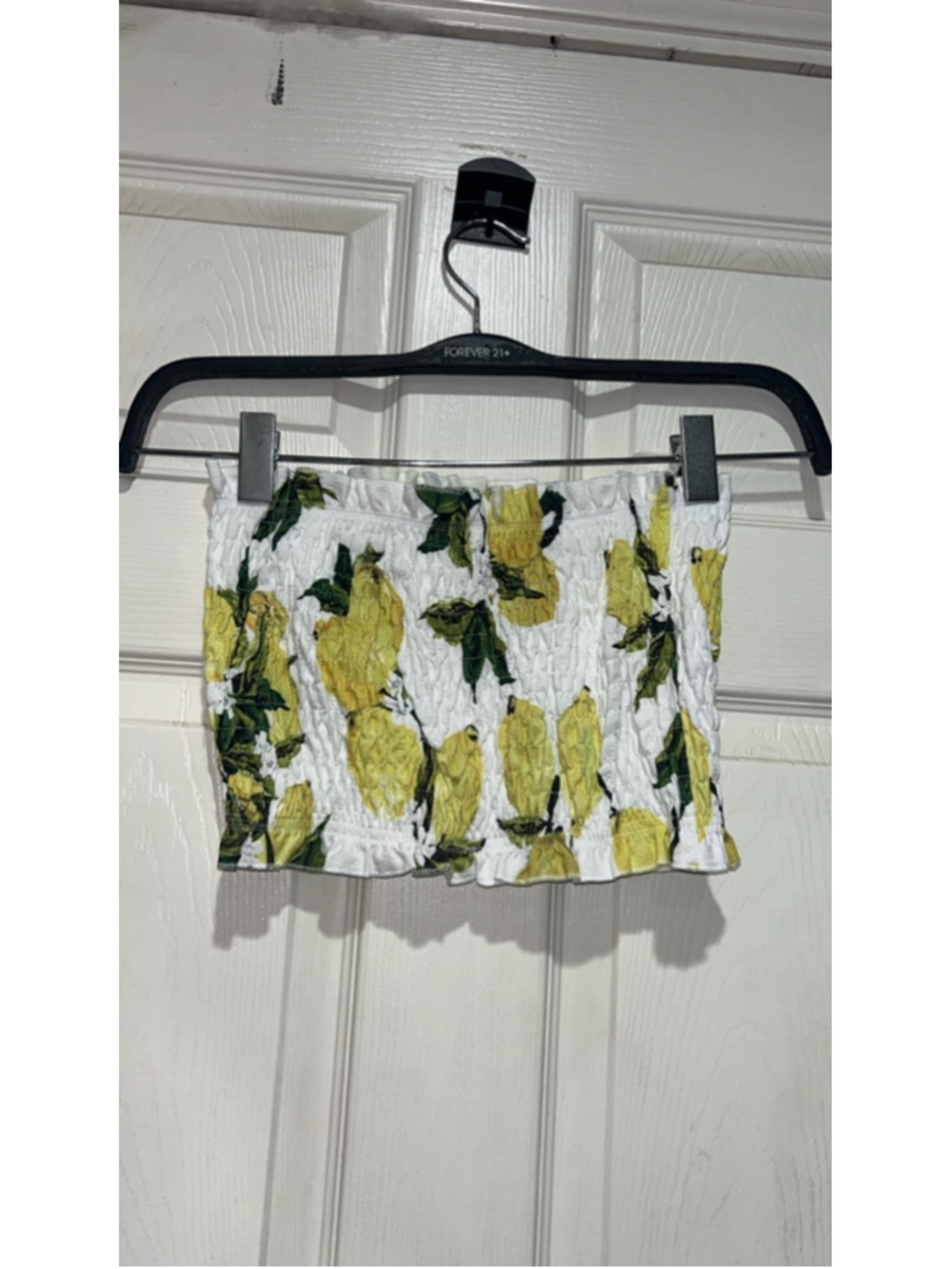 Women's Lemon Print Smocked Skirt Set S White Yellow - Picture 3 of 4